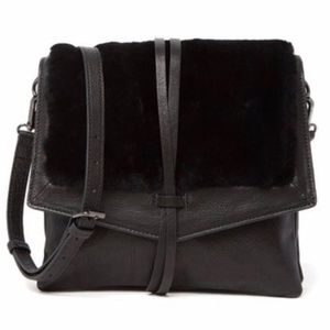 Kooba Yukon Shearling & Leather Crossbody Black